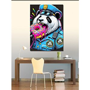 Kanvas Tablo Polis Pandası Ve Donut 50x70 cm