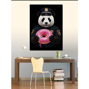 Kanvas Tablo Polis Panda Ve Donut 70x100 cm