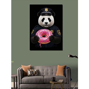 Kanvas Tablo Polis Panda Ve Donut 70x100 cm