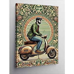Kanvas Tablo Retro Vespa Ve Stili Adam 50x70 cm