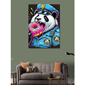 Kanvas Tablo Polis Pandası Ve Donut 70x100 cm