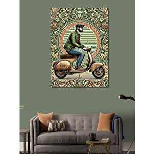 Kanvas Tablo Retro Vespa Ve Stili Adam 100x140 cm