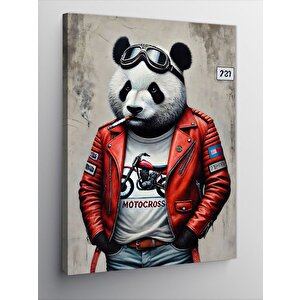Kanvas Tablo Motorcu Panda 70x100 cm