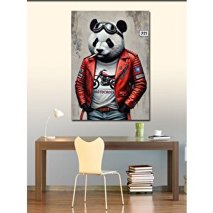 Kanvas Tablo Motorcu Panda 70x100 cm