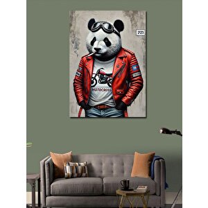 Kanvas Tablo Motorcu Panda 70x100 cm