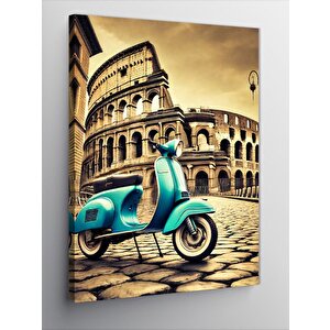 Kanvas Tablo Colosseum Ve Retro Vespa 50x70 cm