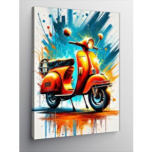 Kanvas Tablo Retro Vespa Çizimi 70x100 cm