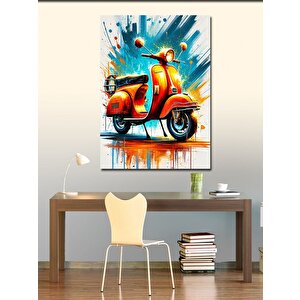 Kanvas Tablo Retro Vespa Çizimi 70x100 cm