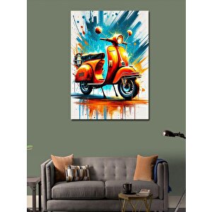 Kanvas Tablo Retro Vespa Çizimi 70x100 cm