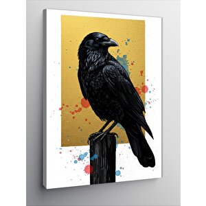Kanvas Tablo Kütükte Kara Karga 70x100 cm