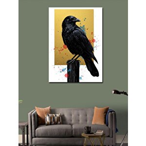 Kanvas Tablo Kütükte Kara Karga 70x100 cm