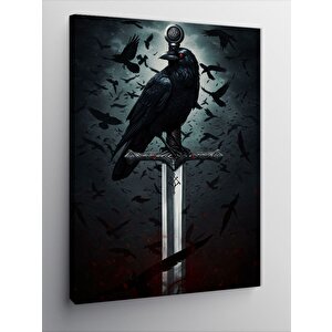 Kanvas Tablo Kılıç Ve Karga Figürü 100x140 cm