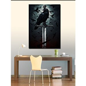 Kanvas Tablo Kılıç Ve Karga Figürü 100x140 cm
