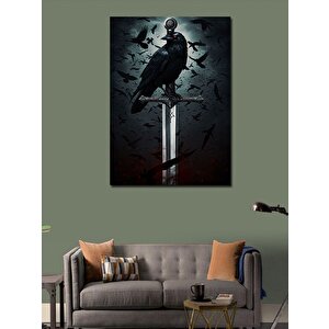 Kanvas Tablo Kılıç Ve Karga Figürü 100x140 cm