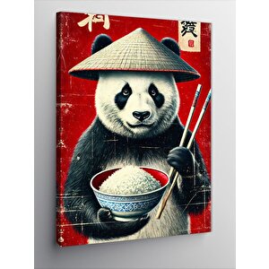 Kanvas Tablo Panda Ve Çubuklarla Pilav 100x140 cm