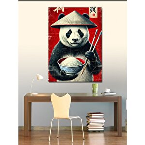Kanvas Tablo Panda Ve Çubuklarla Pilav 100x140 cm