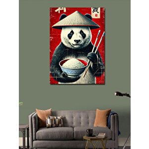 Kanvas Tablo Panda Ve Çubuklarla Pilav 100x140 cm