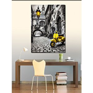 Kanvas Tablo Sarı Vespa Sokak Sanatı 50x70 cm