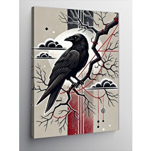 Kanvas Tablo Kırmızı Gözlü Kara Karga 50x70 cm