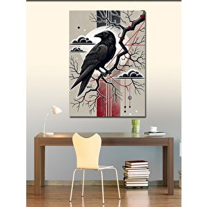 Kanvas Tablo Kırmızı Gözlü Kara Karga 70x100 cm