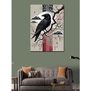 Kanvas Tablo Kırmızı Gözlü Kara Karga 70x100 cm