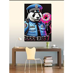 Kanvas Tablo Panda Polis Ve Donut 100x140 cm