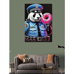 Kanvas Tablo Panda Polis Ve Donut 100x140 cm