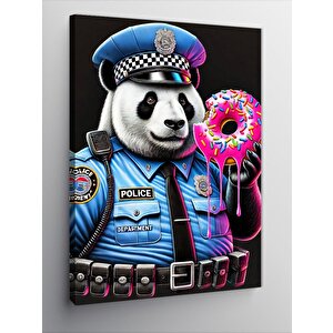 Kanvas Tablo Panda Polis Ve Donut 70x100 cm
