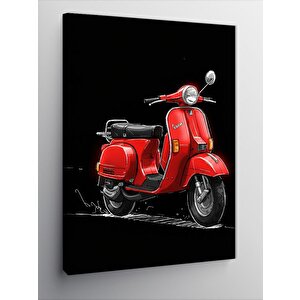 Kanvas Tablo Klasik Kırmızı Vespa 100x140 cm