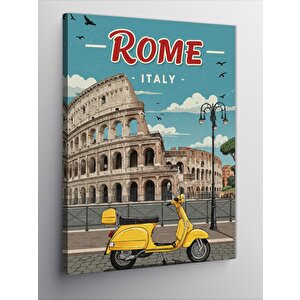 Kanvas Tablo Roma Ve Sarı Vespa Posteri 100x140 cm