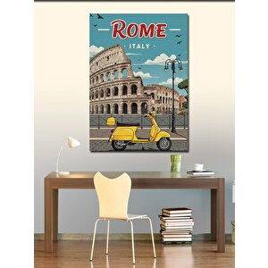 Kanvas Tablo Roma Ve Sarı Vespa Posteri 70x100 cm