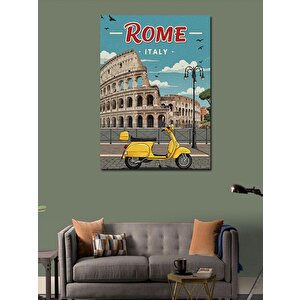 Kanvas Tablo Roma Ve Sarı Vespa Posteri 70x100 cm