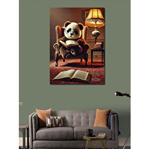 Kanvas Tablo Okuma Koltuğundaki Panda 70x100 cm