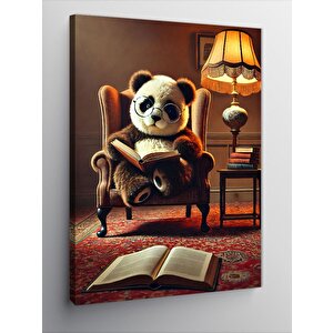 Kanvas Tablo Okuma Koltuğundaki Panda 50x70 cm