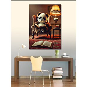 Kanvas Tablo Okuma Koltuğundaki Panda 50x70 cm