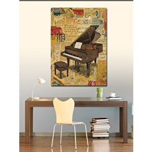Kanvas Tablo Eski Piyano Ve Müzikal Doku 70x100 cm