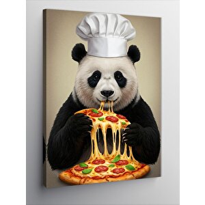Kanvas Tablo Pizza Yiyen Şef Panda 100x140 cm