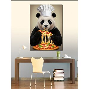 Kanvas Tablo Pizza Yiyen Şef Panda 70x100 cm