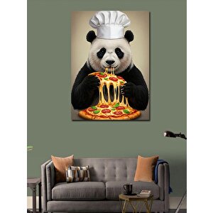 Kanvas Tablo Pizza Yiyen Şef Panda 70x100 cm