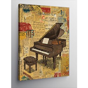 Kanvas Tablo Eski Piyano Ve Müzikal Doku 100x140 cm