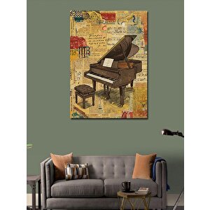 Kanvas Tablo Eski Piyano Ve Müzikal Doku 100x140 cm