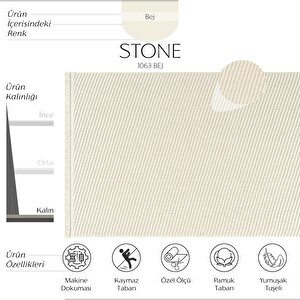 Stone 1063 Bej Kaymaz Taban Koridor Halısı Kesme Yolluk Mutfak Halısı Modern Salon Halısı 100x300 cm