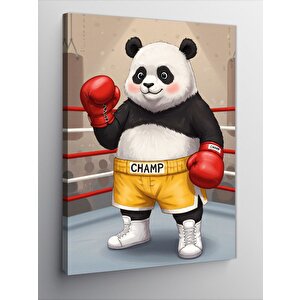 Kanvas Tablo Boksör Panda Çizimi 70x100 cm