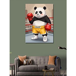 Kanvas Tablo Boksör Panda Çizimi 70x100 cm