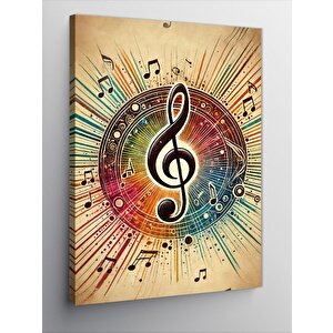 Kanvas Tablo Müzikal Nota Ve Çember 70x100 cm