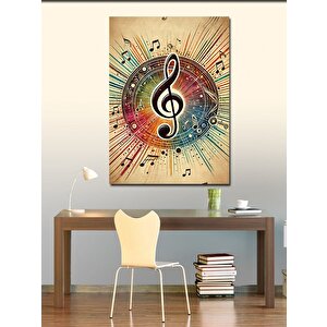 Kanvas Tablo Müzikal Nota Ve Çember 70x100 cm