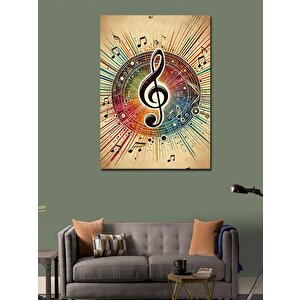 Kanvas Tablo Müzikal Nota Ve Çember 70x100 cm