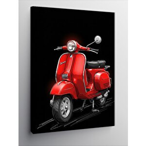 Kanvas Tablo Kırmızı Vespa Ve Retro Şıklık 70x100 cm