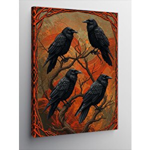Kanvas Tablo Kargalar Ve Ağaç Silueti 50x70 cm