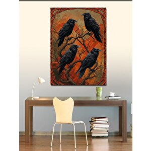 Kanvas Tablo Kargalar Ve Ağaç Silueti 50x70 cm